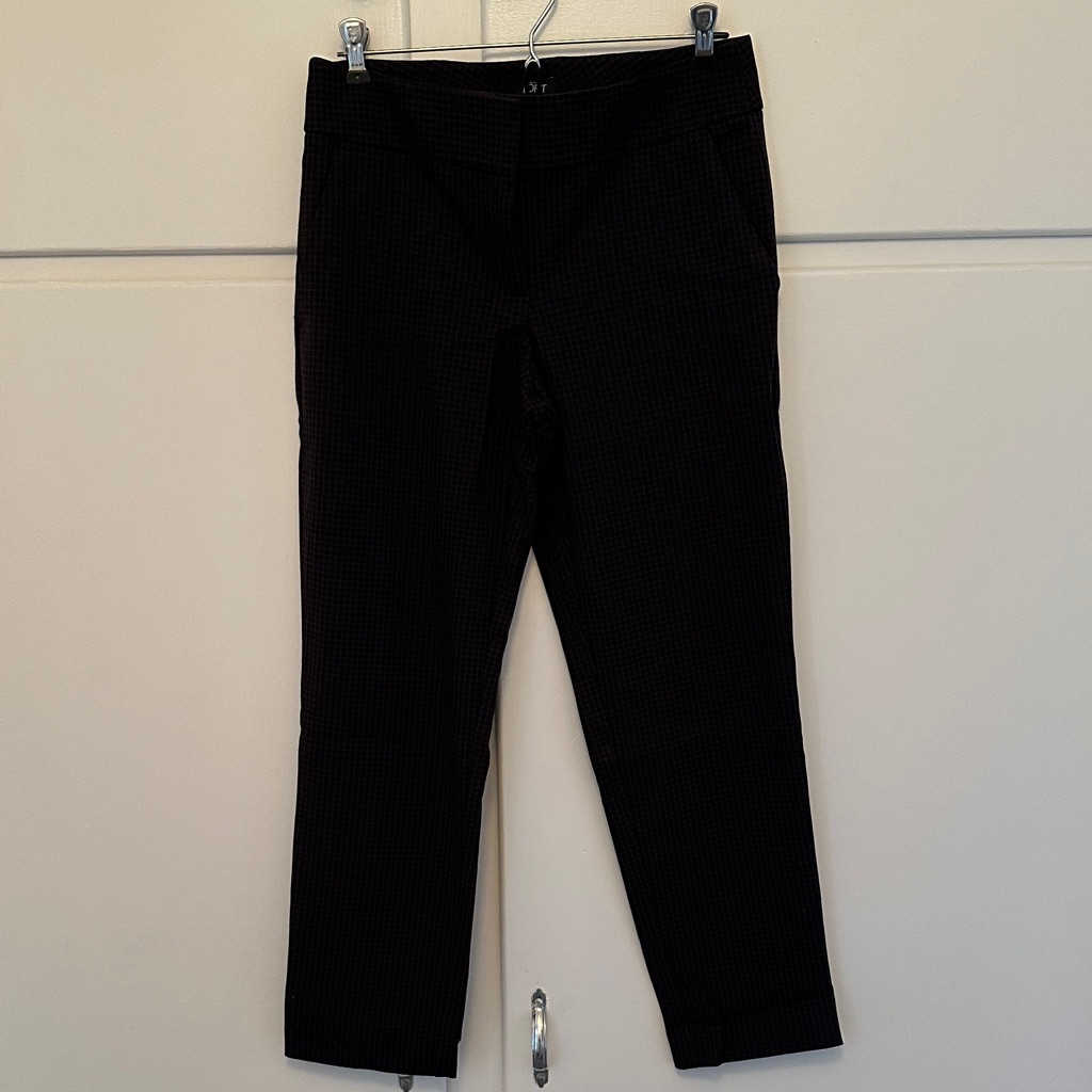 Like New Loft Black & Brown Checkered Pants Trousers Work Windowpane
